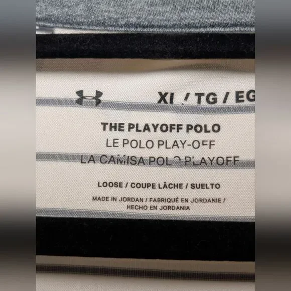 Under Armour Playoff Polo Shirt XL White Grey Striped Loose Fit Golf Performance - Picture 3 of 6